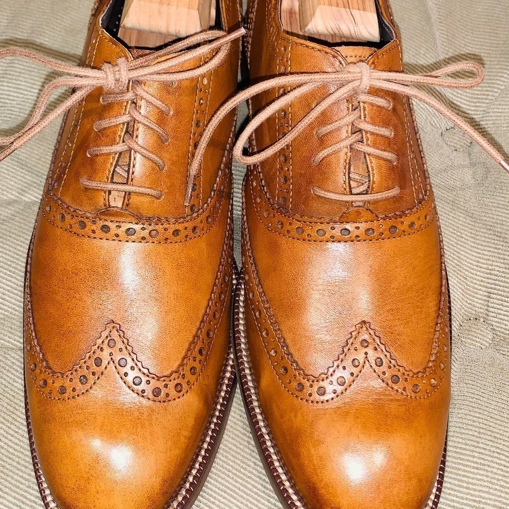 Cole Haan British Tan Wing Tip Oxfords. - Picture 5 of 15